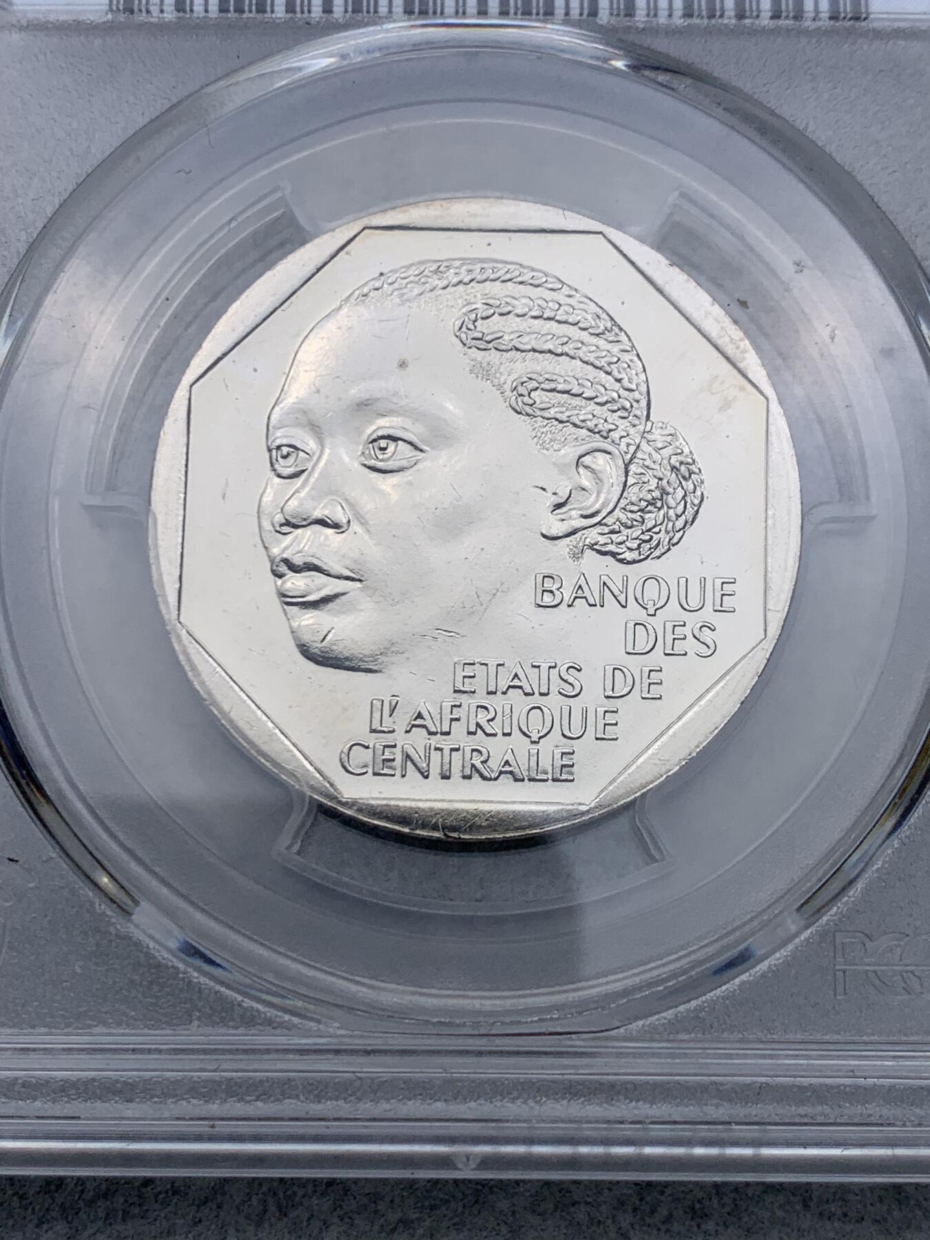 《竞宝斋》第334场 周日，周一 2场连拍 （全场包邮） PCGS MS65 中非共和国1998年500法郎