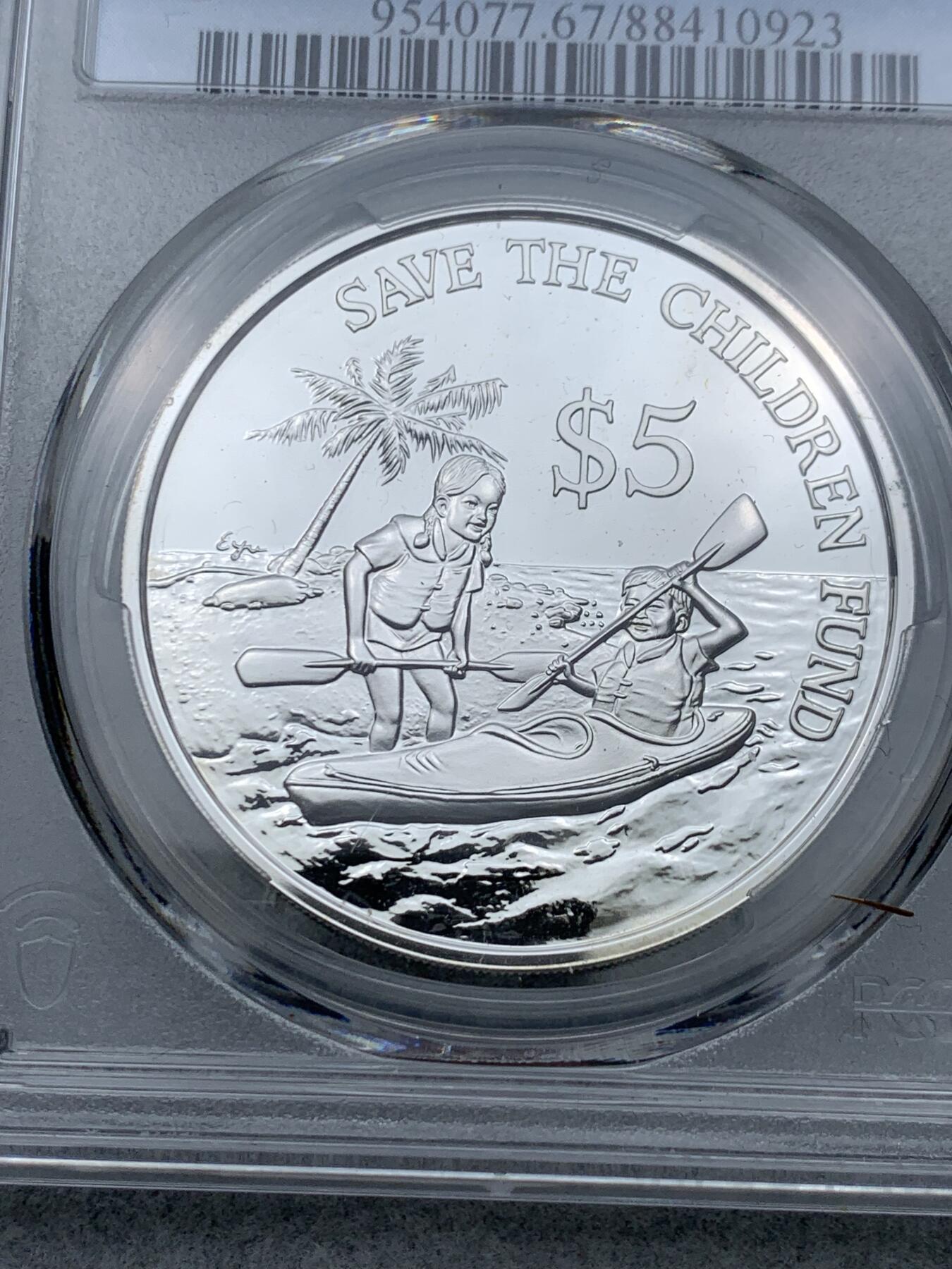 《竞宝斋》第334场 周日，周一 2场连拍 （全场包邮） PCGS PR67CAM 新加坡1989年5元儿童年纪念银币
