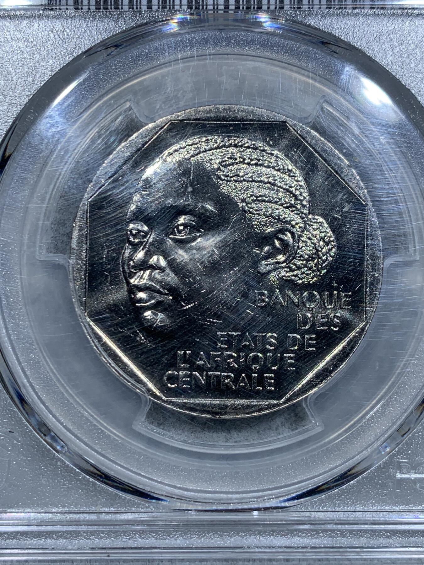 《竞宝斋》第334场 周日，周一 2场连拍 （全场包邮） PCGS MS65 中非共和国1998年500法郎