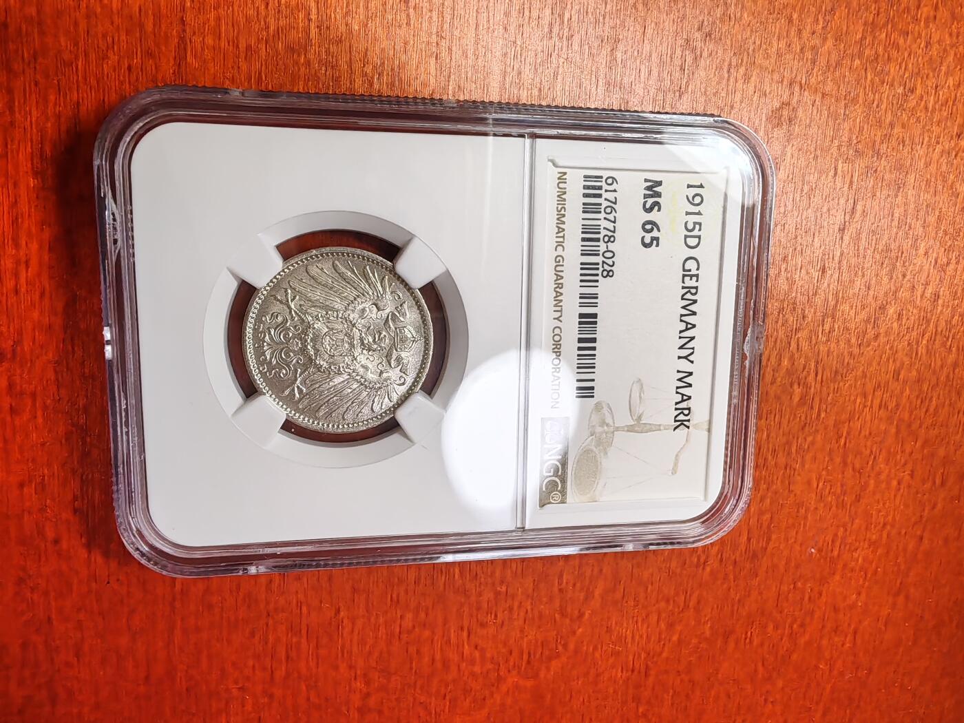 长老汇龙年精选第三十二场拍卖 1915D德国1马克银币，NGC MS65