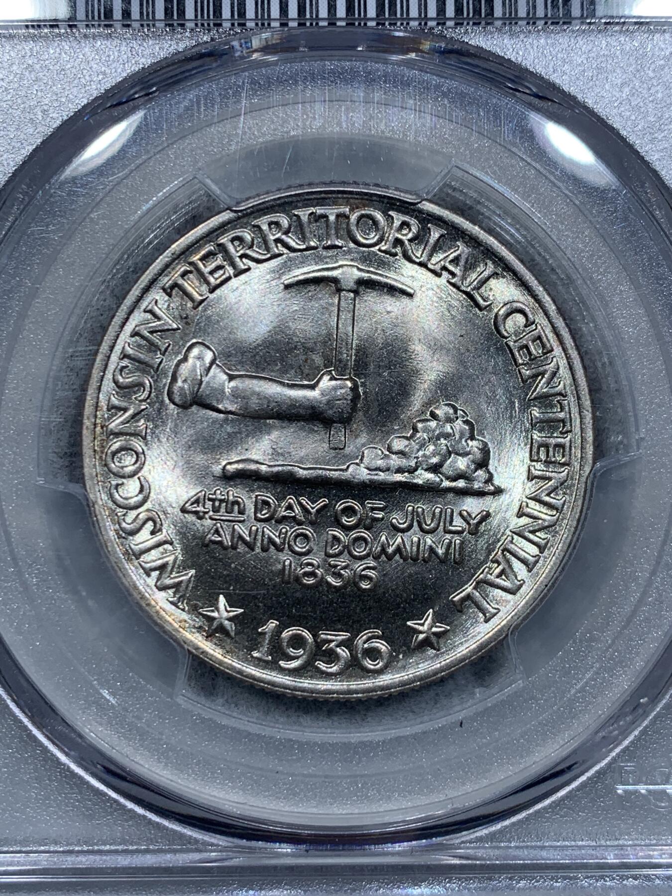 《竞宝斋》第334场 周日，周一 2场连拍 （全场包邮） PCGS MS66+ 美国1936年威斯康星州少见50分 PCGS估值315美刀