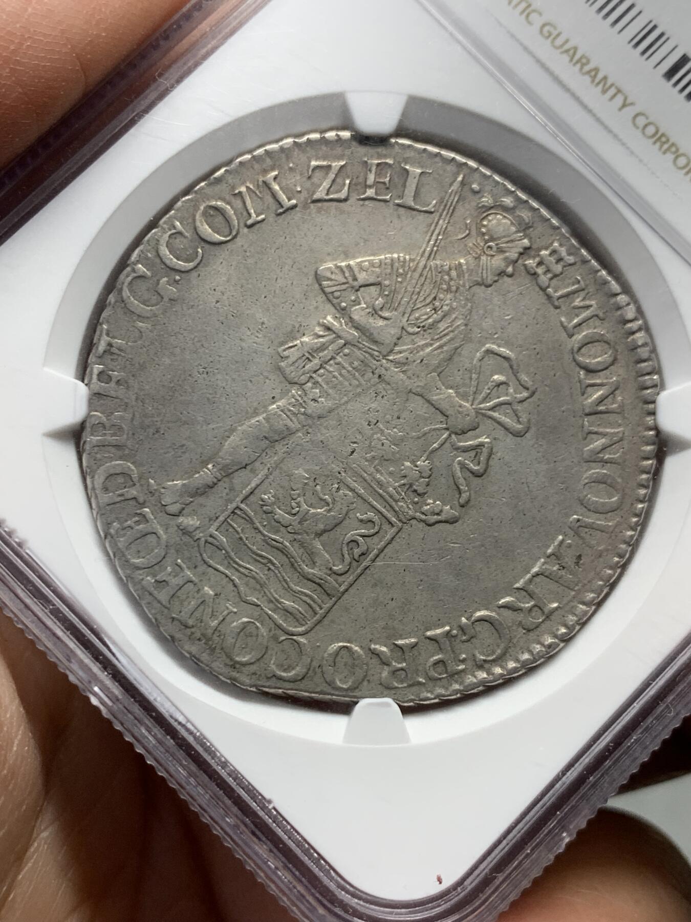 《竞宝斋》第334场 周日，周一 2场连拍 （全场包邮） NGC XFD 荷兰共和国1795年 泽兰省1杜卡特大银币 少见严评未洗