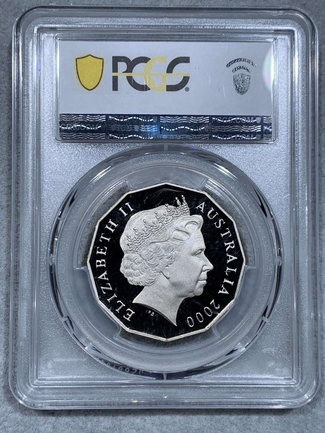 《竞宝斋》第334场 周日，周一 2场连拍 （全场包邮） PCGS PR69DCAM 澳大利亚2000年彩色国旗50分精制纪念币