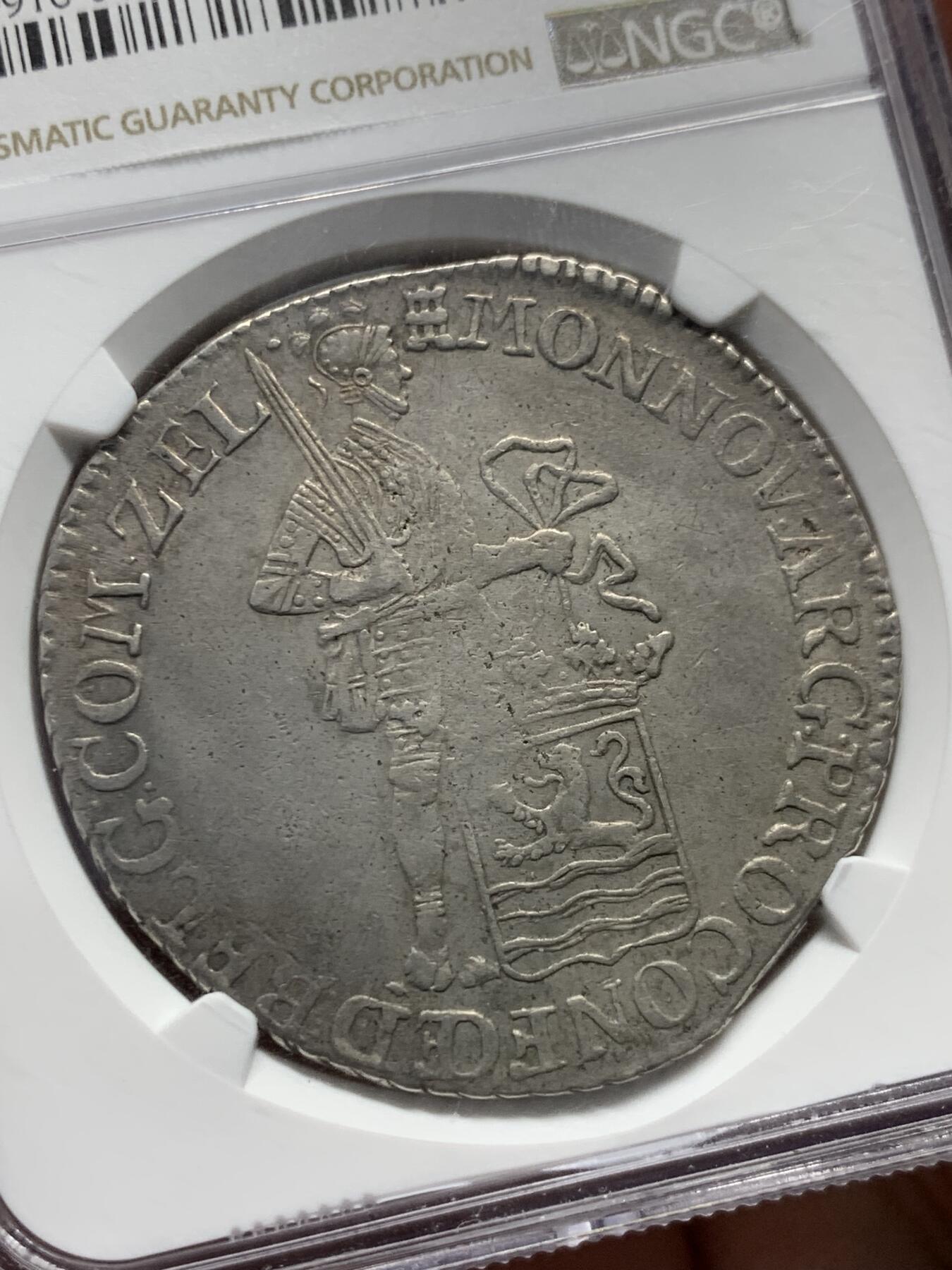 《竞宝斋》第334场 周日，周一 2场连拍 （全场包邮） NGC XFD 荷兰共和国1795年 泽兰省1杜卡特大银币 少见严评未洗