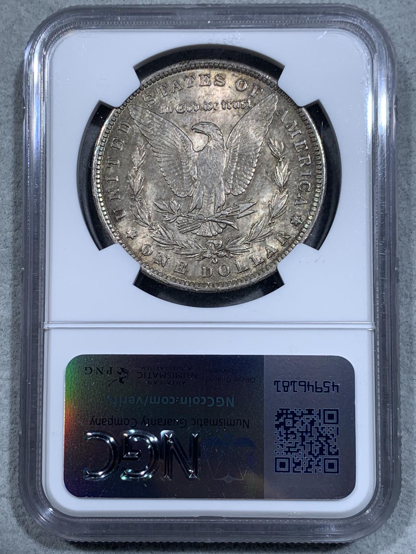 《竞宝斋》第334场 周日，周一 2场连拍 （全场包邮） NGC MS63 美国1884年O版摩根1美圆银币