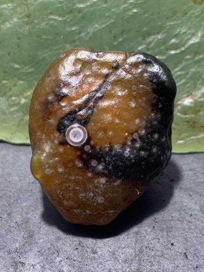 放福利！精美罕见天然戈壁阿拉善酒红色黑皮天眼纹玛瑙原石一颗 - 放福利！精美罕见天然戈壁阿拉善酒红色黑皮天眼纹玛瑙原石一颗
