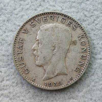 瑞典1939年古斯塔夫五世1克朗银币 - 瑞典1939年古斯塔夫五世1克朗银币
