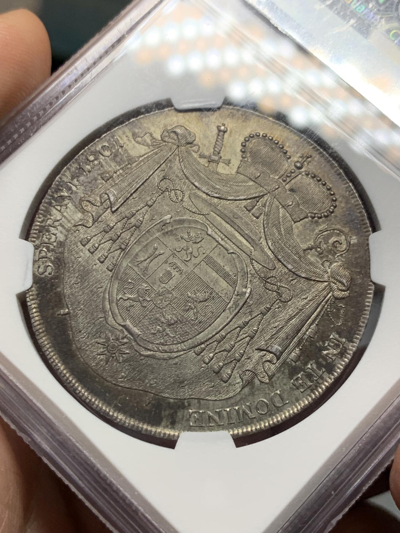 《竞宝斋》第334场 周日，周一 2场连拍 （全场包邮） NGC MS62 奥地利 1801年 阿尔卑斯山主教区 1泰勒银币 单年品种 深黑包浆 可藏