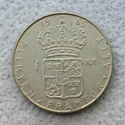 瑞典1965年古斯塔夫六世1克朗银币 - 瑞典1965年古斯塔夫六世1克朗银币