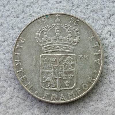 瑞典1956年古斯塔夫六世1克朗银币 - 瑞典1956年古斯塔夫六世1克朗银币
