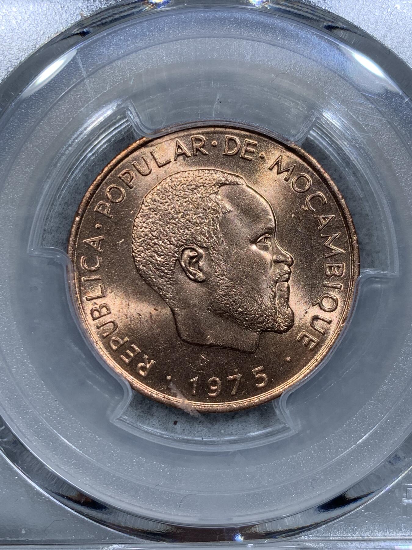《竞宝斋》第334场 周日，周一 2场连拍 （全场包邮） PCGS MS65RD 莫桑比克1975年10分 稀缺品种