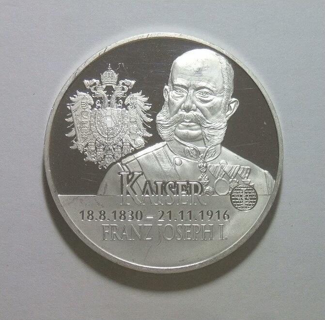 奥匈帝国一战发动者约瑟夫一世+鹰徽 精制大镀银章 40MM
