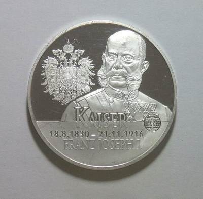 奥匈帝国一战发动者约瑟夫一世+鹰徽 精制大镀银章 40MM - 奥匈帝国一战发动者约瑟夫一世+鹰徽 精制大镀银章 40MM
