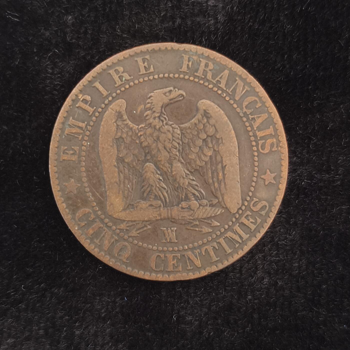 Krab外币市集Vol.2 法国1855年拿破仑三世5分WA厂里尔