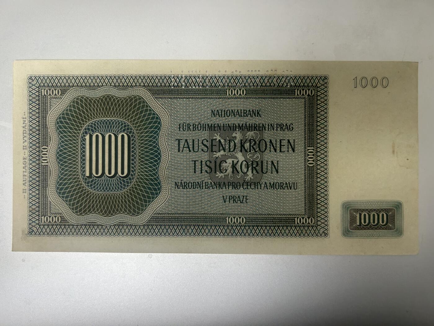 收藏联盟Quantum Auction 第397期拍卖 @征集拍品 长期供货可享分佣福利 1942年波西米亚1000克朗样票 UNC-见图详参