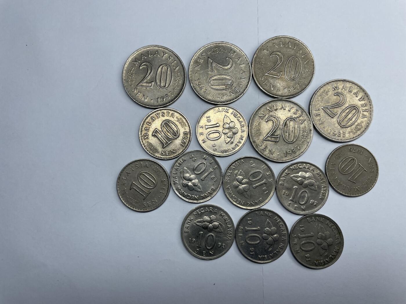 每日一拍，2024年集古藏今外币拍卖第十八期-第9场—（总第179拍），可以寄存60天，满160元包邮。 马来西亚10分、20分15枚
