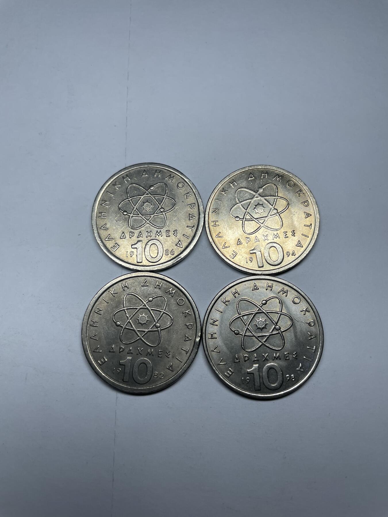 每日一拍，2024年集古藏今外币拍卖第十八期-第9场—（总第179拍），可以寄存60天，满160元包邮。 希腊10德拉克马4枚