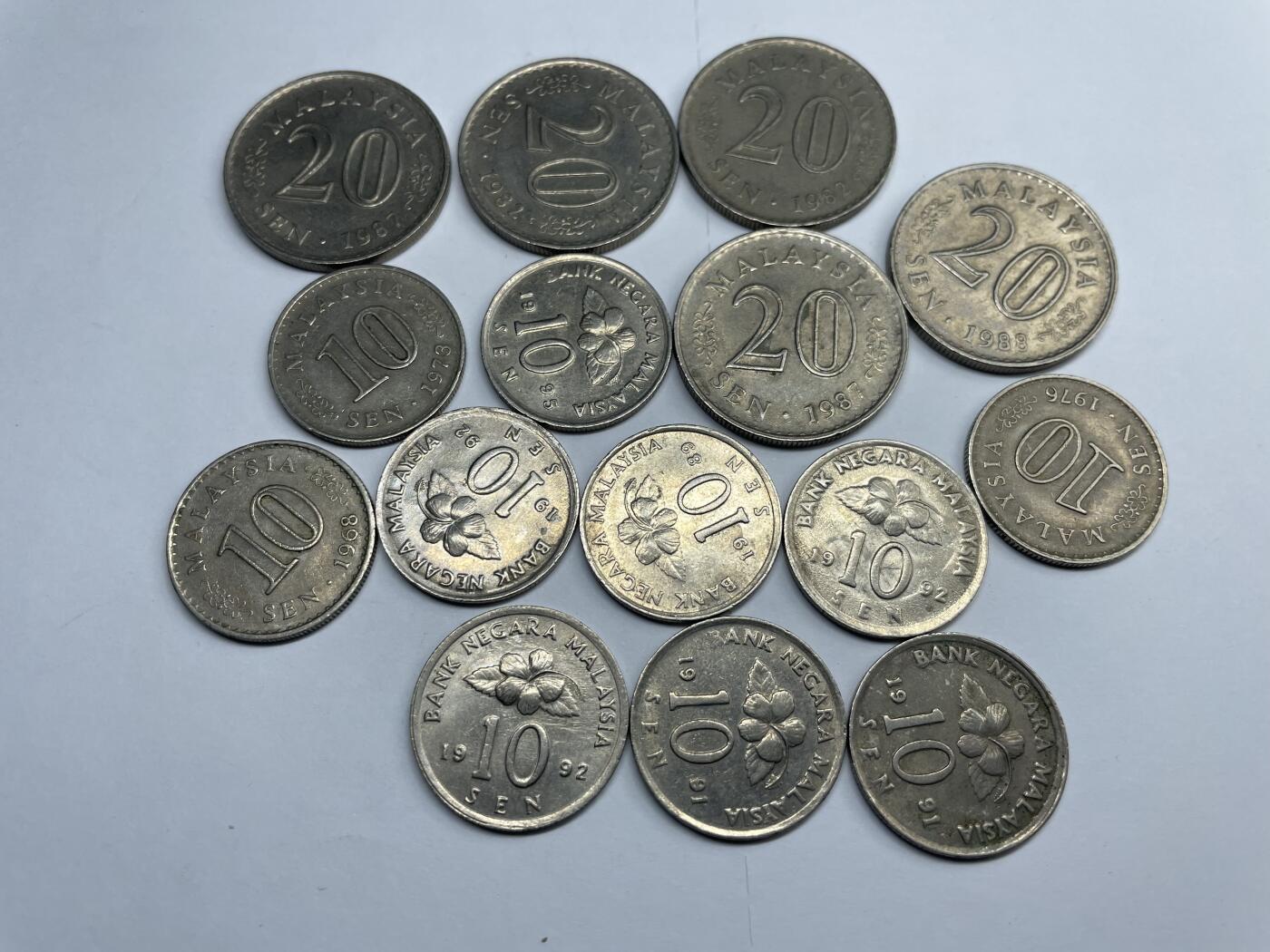 每日一拍，2024年集古藏今外币拍卖第十八期-第9场—（总第179拍），可以寄存60天，满160元包邮。 马来西亚10分、20分15枚