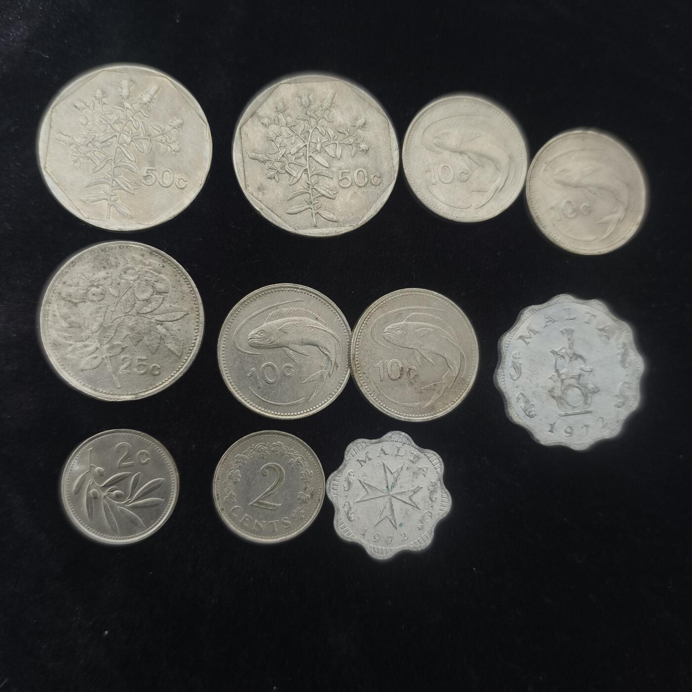 Krab外币市集Vol.2 马耳他50c、25c、10c、2c及5米尔、2米尔11枚一组