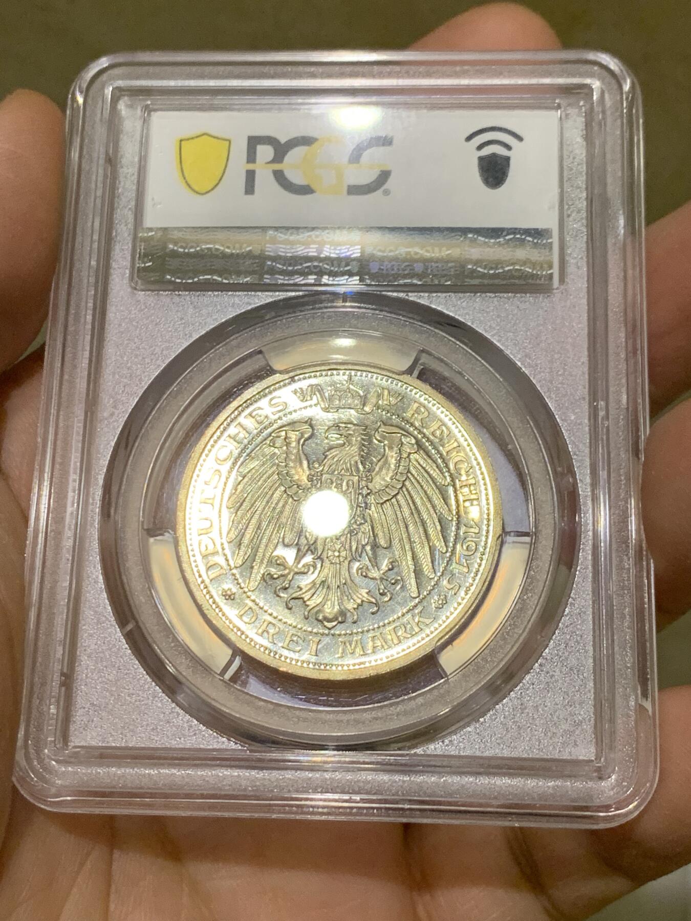 《竞宝斋》第334场 周日，周一 2场连拍 （全场包邮） PCGS PR66CAM 德国1915普鲁士屠龙精制3马克 PCGS亚军分 官网广告币 同分中的战斗机