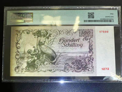 【Blue Auction】✨世界纸币精拍第590期【精】 【初版】奥地利 1949年100先令 美人鱼 PMG50 