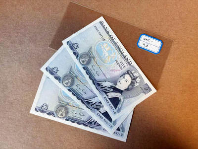 【Blue Auction】✨世界纸币精拍第590期【精】 【一组3张】英国 D序列5镑 UNC-