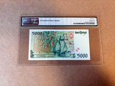 【Blue Auction】✨世界纸币精拍第590期【精】   【a版】葡萄牙 1995年5000埃斯库多 达伽马 老壳 PMG66EPQ 