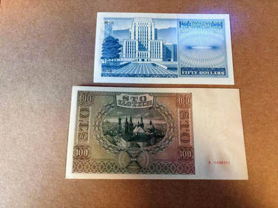 【Blue Auction】✨世界纸币精拍第590期【精】 【一组2张】波兰 1941年100兹罗提&香港 汇丰 1982年50元 UNC-