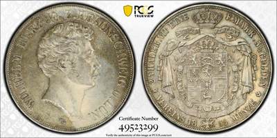 万国钱币拍卖第038期 - PCGS MS63 1855年德国布伦瑞克-狼堡大窗帘流通2泰勒 清幽淡五彩 机铸痕清晰可见  全深打邮票光泽 流通2泰勒到63已是不易 顶级收藏品质