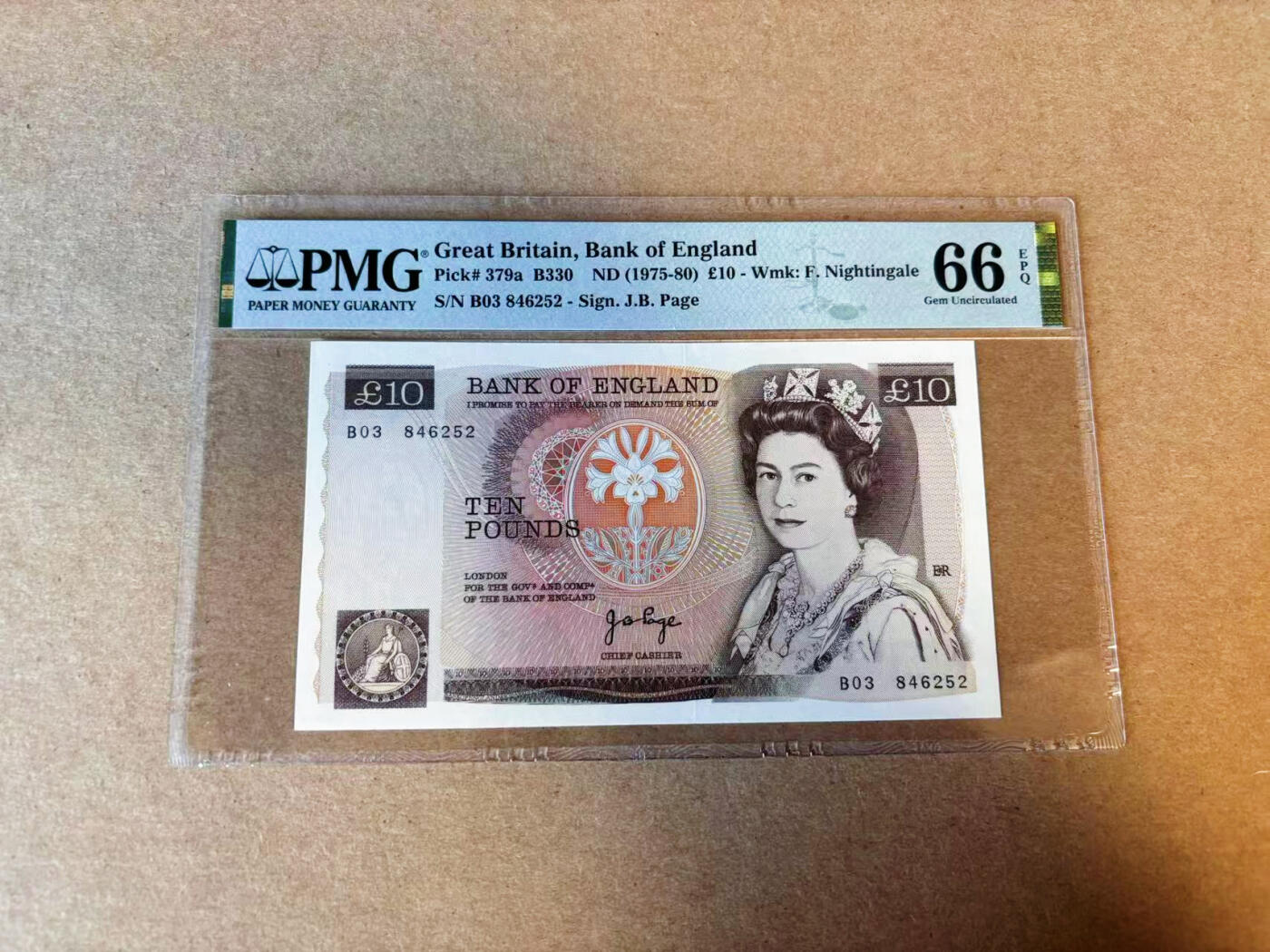 【Blue Auction】✨世界纸币精拍第590期【精】 【a版】英国 1975-80年10镑 PMG66EPQ 