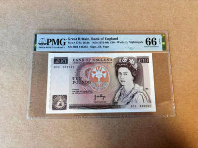 【Blue Auction】✨世界纸币精拍第590期【精】 【a版】英国 1975-80年10镑 PMG66EPQ 