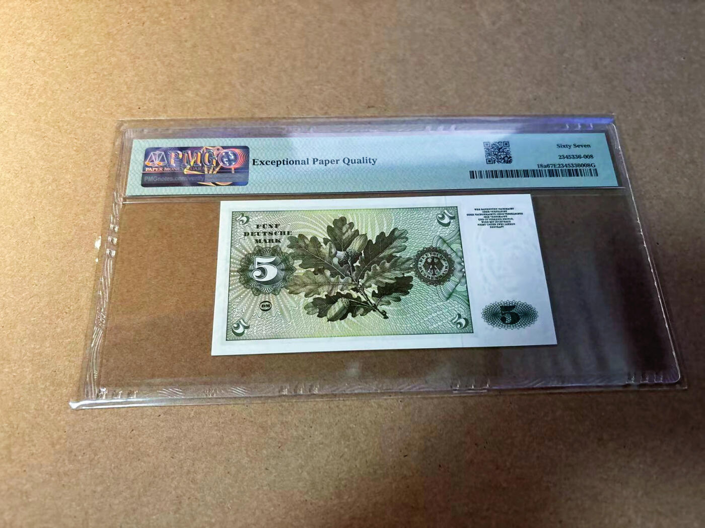 【Blue Auction】✨世界纸币精拍第590期【精】  【a版无47】德国 1960年5马克 PMG67EPQ 高分  