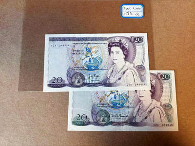 【Blue Auction】✨世界纸币精拍第590期【精】 【一组2张】英国 D序列20镑 AU品相 含针孔  