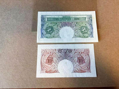 【Blue Auction】✨世界纸币精拍第590期【精】 【一组2张】英国 A序列 10先令-1镑 UNC-