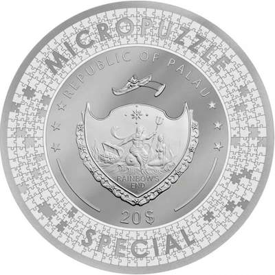 【币将精彩】世界钱币拍卖拍卖（2026-4-28） 帕劳2023年拼图艺术名画创世纪5盎司彩色大银币，999银5盎司加厚，直径80毫米，发行499枚，带证书包装。