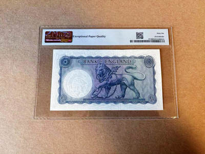 【Blue Auction】✨世界纸币精拍第590期【精】 【222豹子号少见】英国 B序列1957-67年5镑 PMG66EPQ 该序列靓号少见 
