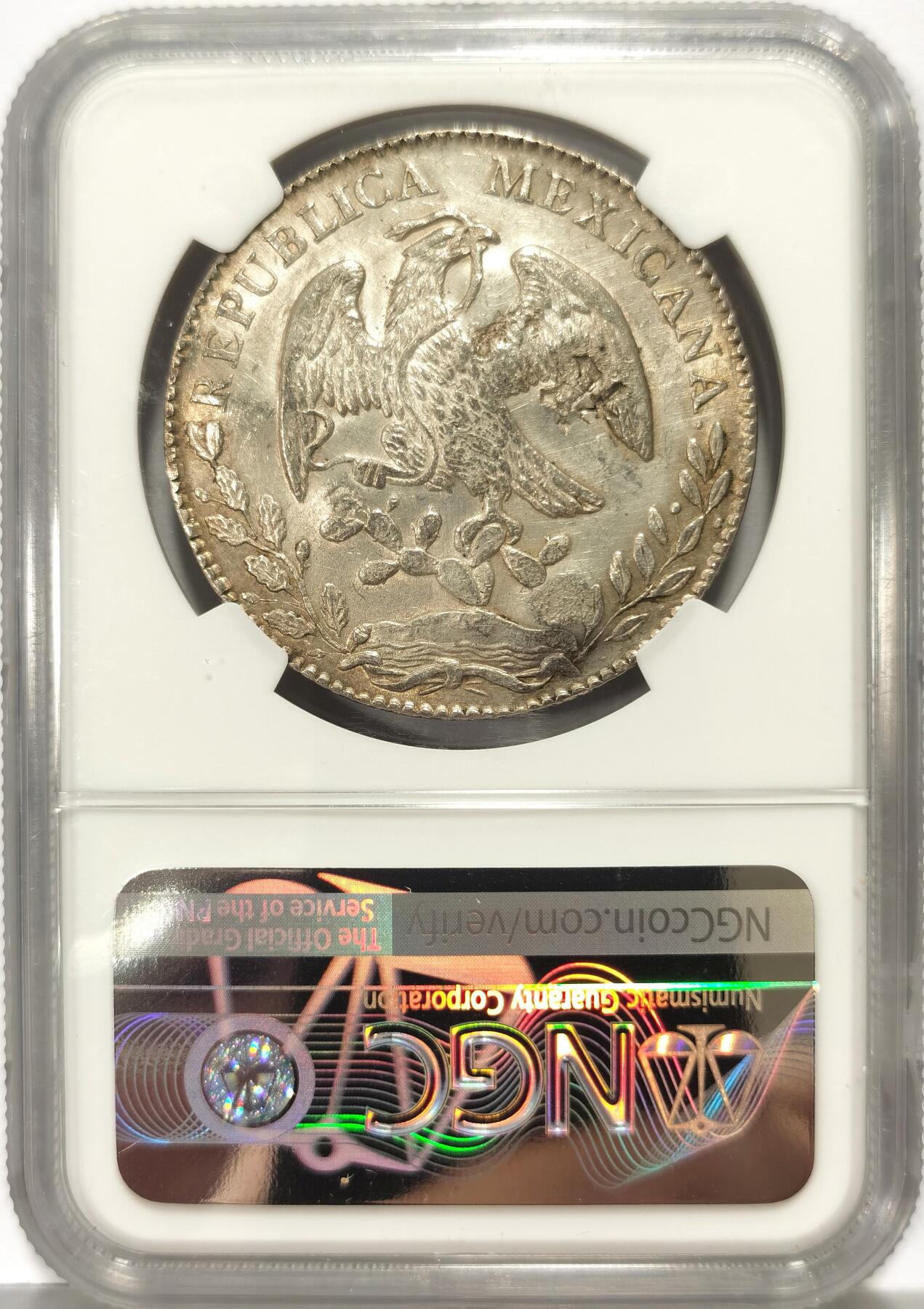 博洋堂世界钱币拍卖第102期（全场包邮） NGC AU 墨西哥1886DO MC版花边鹰洋 具有历史烙印的多个漂亮戳记