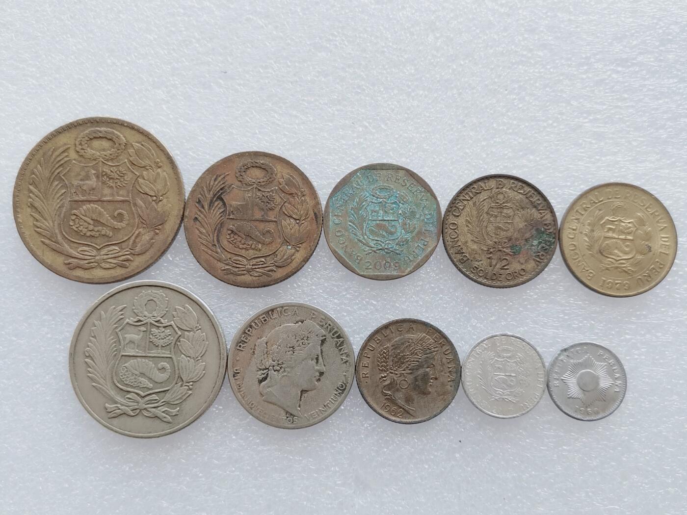 第一海外回流一元起拍收藏 散集专场. 第146期 秘鲁不同版本硬币10枚