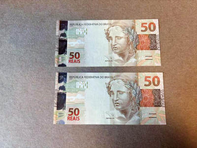 【Blue Auction】✨世界纸币精拍第590期【精】 【一组2张】巴西 50瑞斯 全新UNC