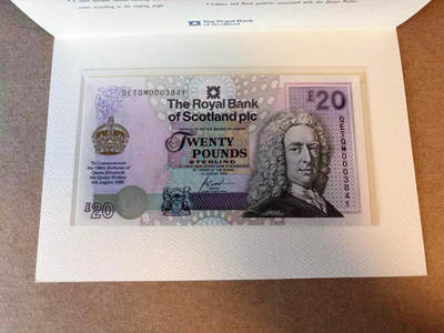 【Blue Auction】✨世界纸币精拍第590期【精】 【带册 千位小号】苏格兰 2000年20镑 纪念钞 全新UNC