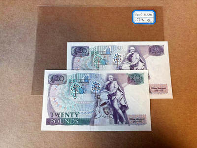 【Blue Auction】✨世界纸币精拍第590期【精】 【一组2张】英国 D序列20镑 AU品相 含针孔  