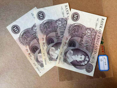 【Blue Auction】✨世界纸币精拍第590期【精】 【一组3张 含无47】英国 C序列10镑 VF-XF