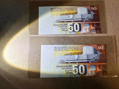【Blue Auction】✨世界纸币精拍第590期【精】 【一组2张】芬兰 不同版本50马克 全新UNC