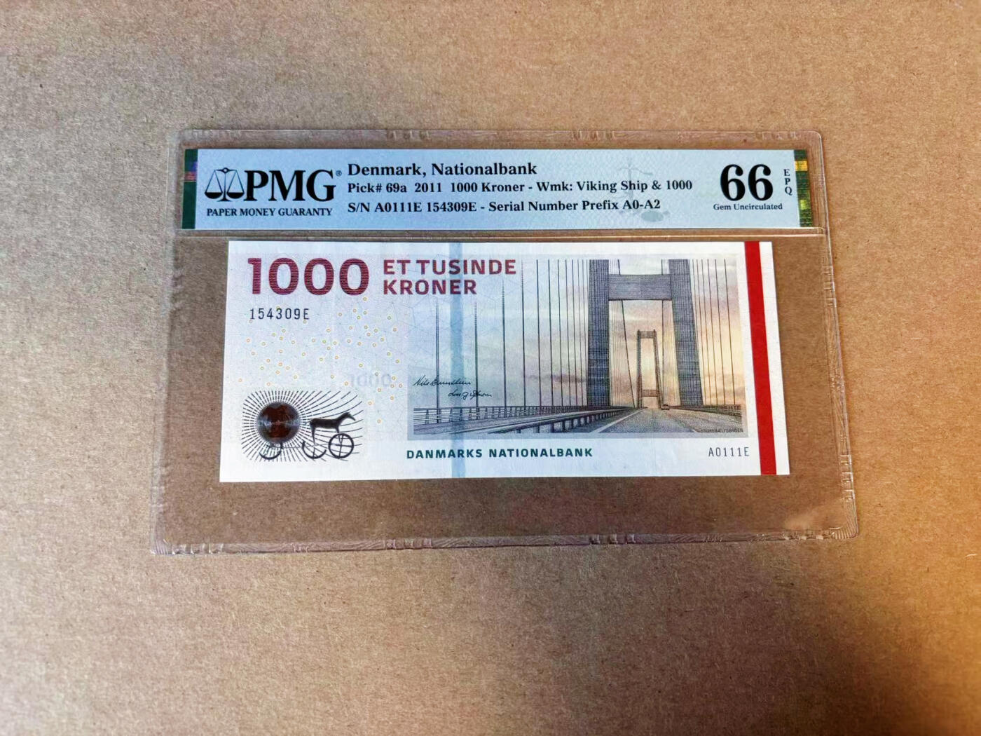 【Blue Auction】✨世界纸币精拍第590期【精】 【A0】丹麦 2011年1000克朗 PMG66EPQ 