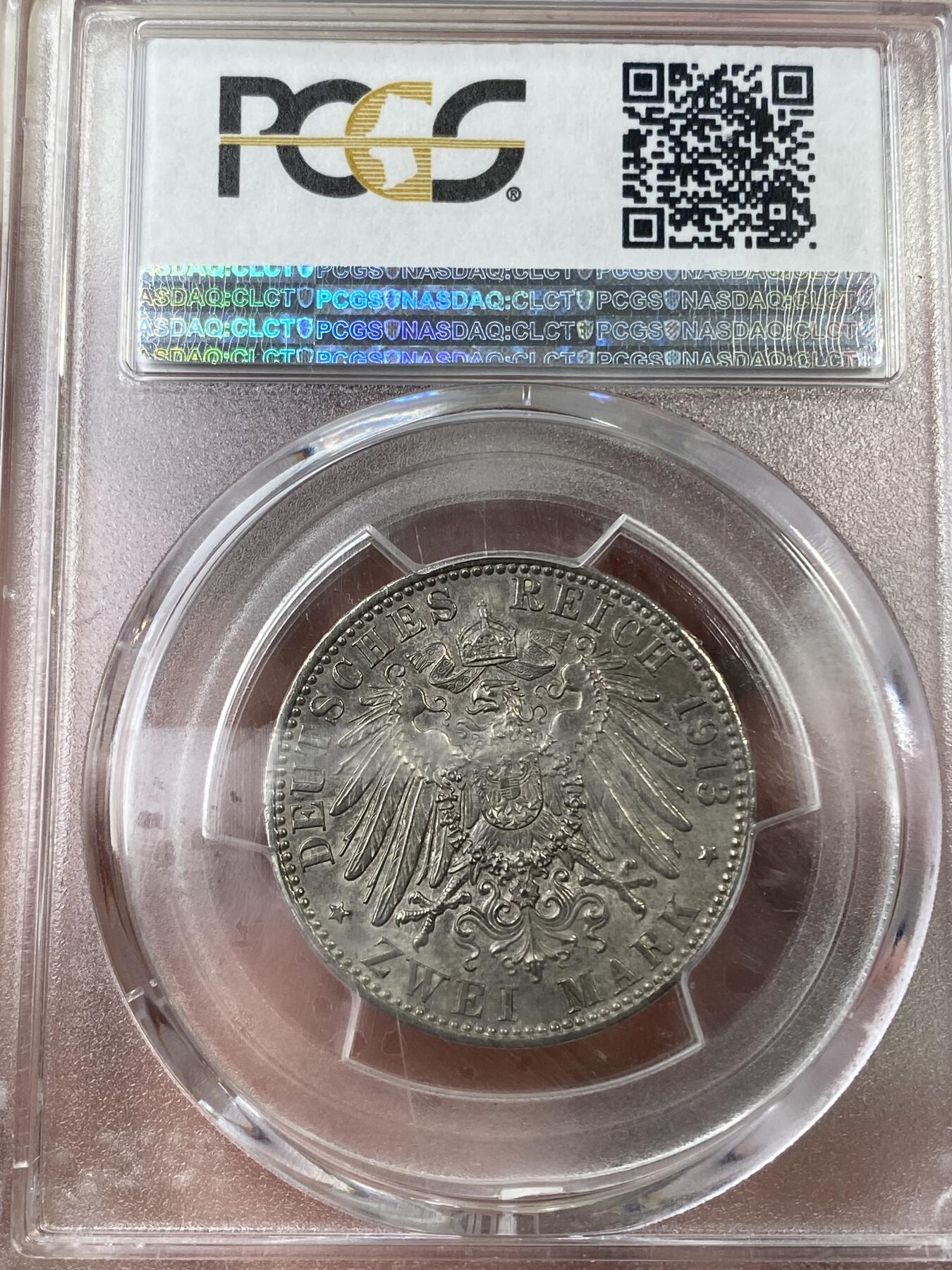 万国钱币拍卖第038期 PCGS MS65 1913汉堡自由市长翅流通2马克 难得高分的流通品种 小而精的代表 PC唯一亚军分 更高分仅2枚