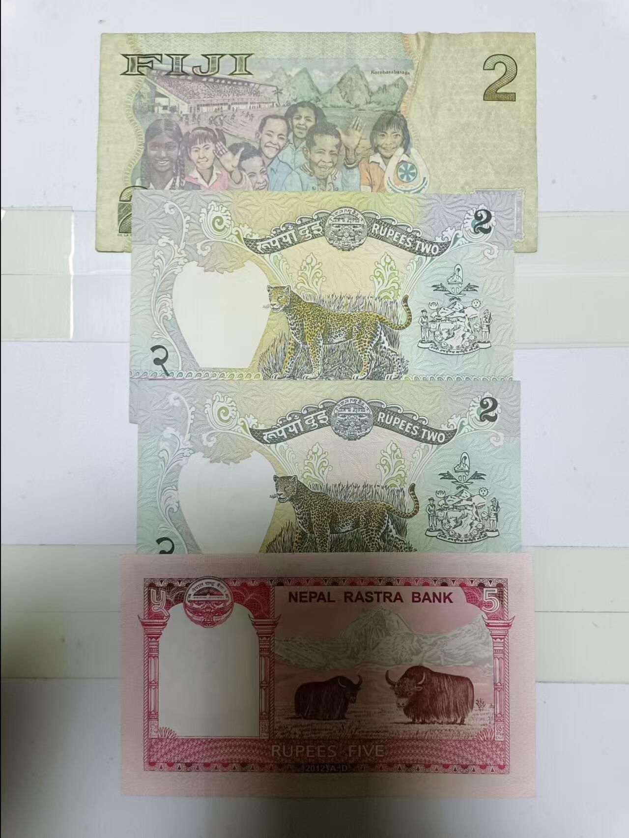 【20241206】非全新纸币第197场 斐济1张纸币，尼泊尔3张纸币