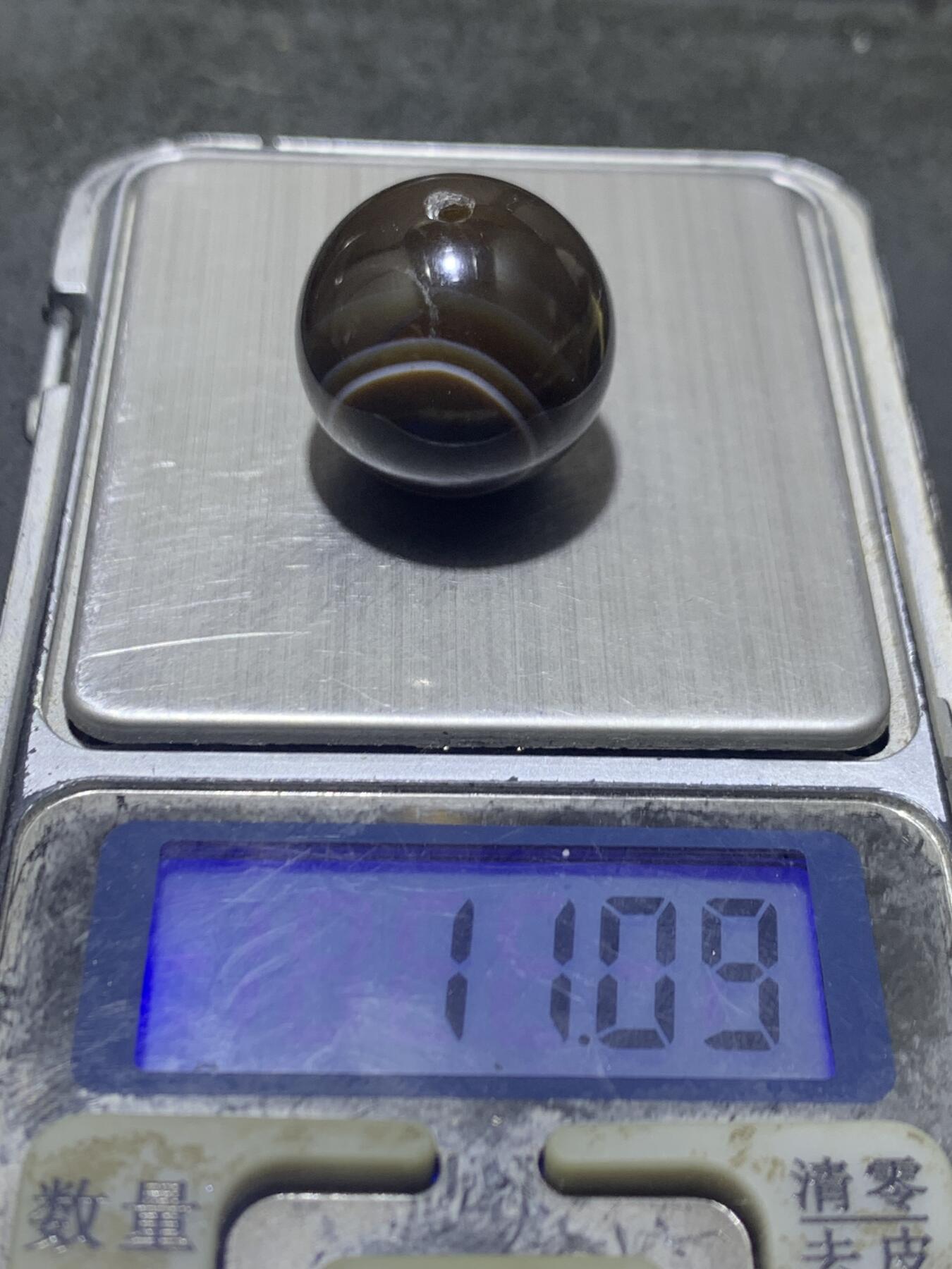 高玉化缠丝玛瑙通货2.0圆珠一颗，