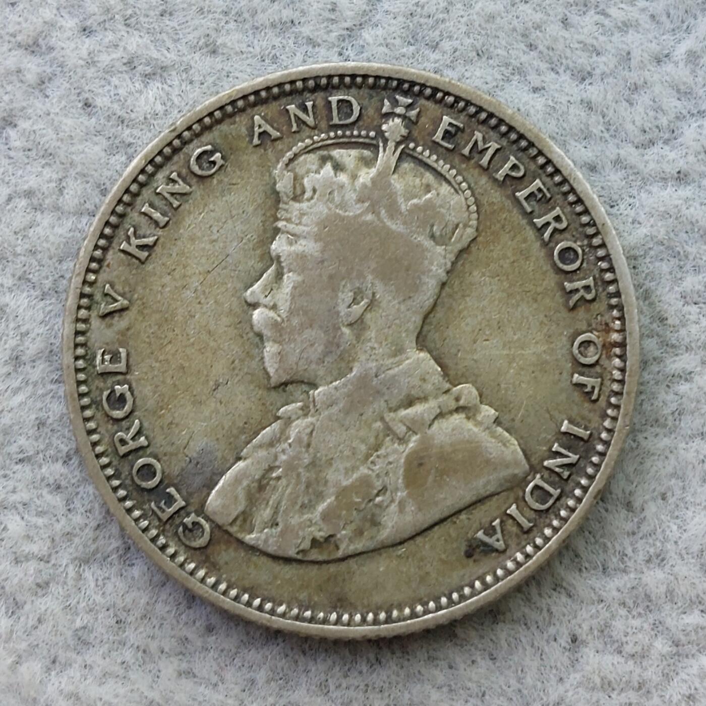 英属海峡殖民地1927年乔治五世20分银币