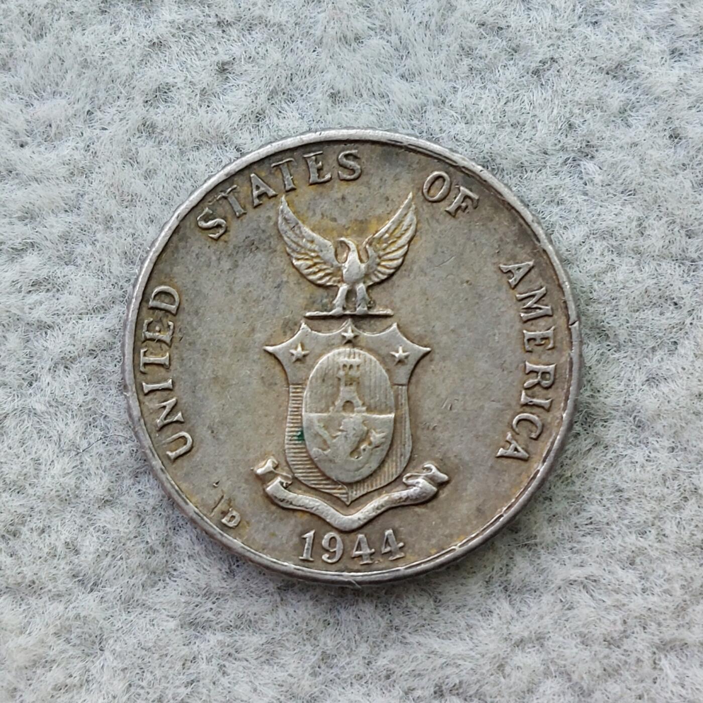 美属菲律宾1944年D标10分银币
