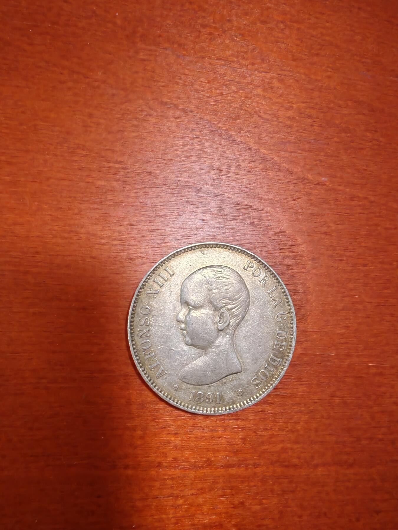 长老汇龙年精选第三十三场拍卖 1891西班牙阿方索十三婴儿头5比塞塔银币，好品